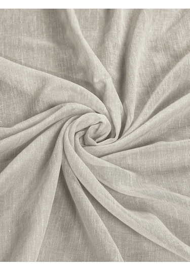 Keten Görünümlü Ekstrafor Büzgülü Krem Rengi Yüksek Kalite Tül Perde Krem Rengi