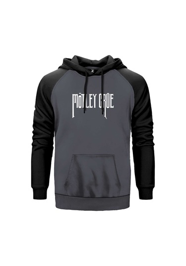 Mötley Crüe Logo Gri Renk Reglan Kol Sweatshirt Gri