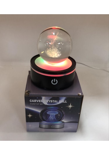 3d Lazer İşlemeli Rgb Işıklı Kristal Küre Gece Lambası Çok Renkli