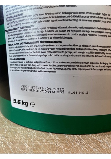 Lubrico Yeşil Renk Kauçuklu 3600 G