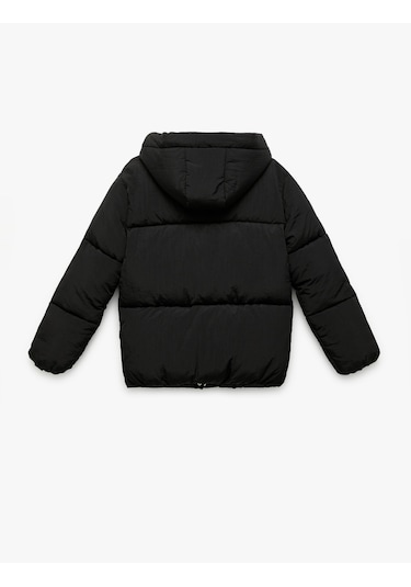 Koton Uzun Kollu Kapşonlu Şişme Mont Siyah 6wkg20025aw Siyah