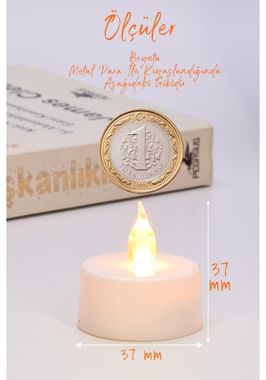 12 Adet Led Mum Tealight Mini Dumansız Pilli Alevli Dekoratif Yapay Mum Işıldak Beyaz 1036-2 Beyaz