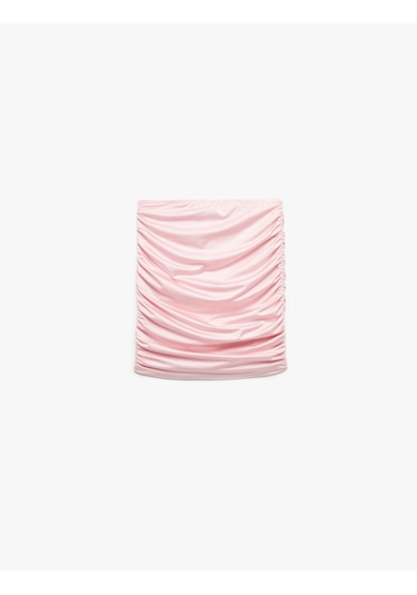 Koton Drapeli Parlak Mini Pareo Etek Pembe 5sak70026mk Gül