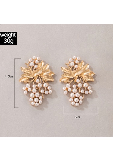 Geeksen Altın Renkli İnci Yaprak Küpe - Şık Ve Zarif Aksesuar Gold