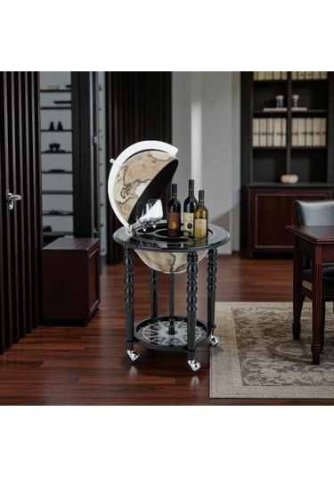 Z928-noır Dekoratif Dünya Bar Zoffoli Küre Bar Dolabı 93 Cm .
