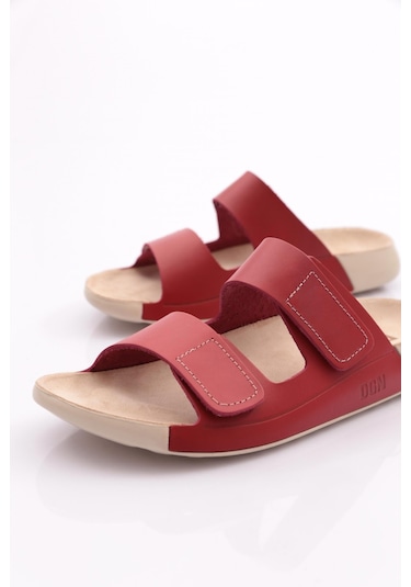 Dgn P27 Kadin Çift Bantli Terlik P27-1512-R0766 Kırmızı