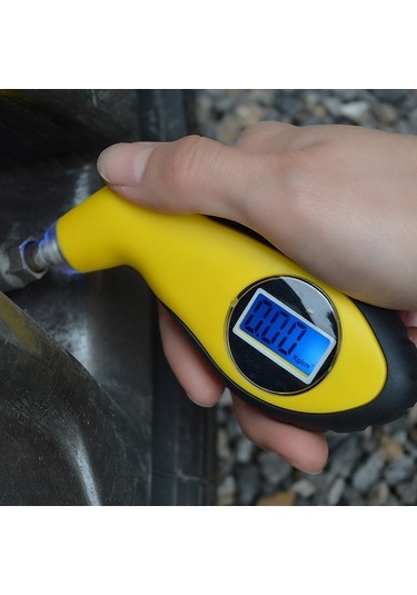 Yaleker Araba Lastik Basınç Ölçer, Led Ekranlı Dijital Tester, 4 Birim Değiştirilebilir, Abs Malzeme, Gece Görünürlüğü İçin Mavi Floresan