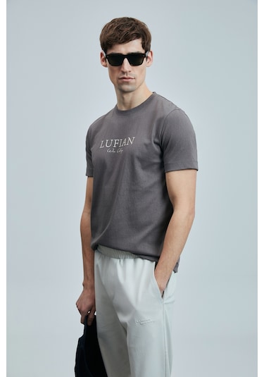 Lufian 111020238 Love Modern Grafik T- Shirt Erkek Tişort Vizon