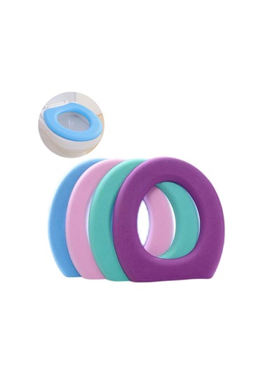 Mavi Su Geçirmez Yumuşak Klozet Kapağı Banyo Yıkanabilir Closestool Mat Pad O-şekil