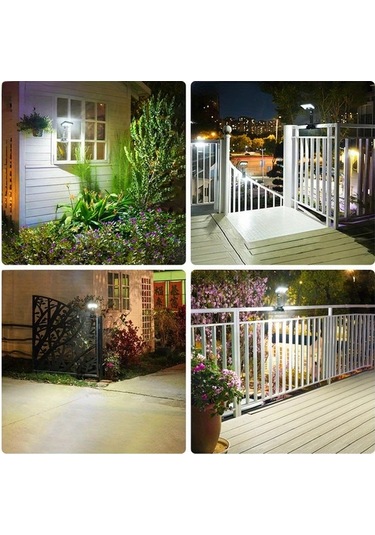 Xuweiwei 1 Adet Beyaz Işık Güneş Duvar Lambası 1500lm Açık Hava 3 Mod 12 Saat Bahçe Çit Yol Beyaz Işık