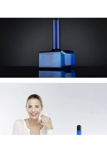 Vkemall Mavi 1.7l Petg Plastik Çekiç Şekilli Su Şişesi - Spor, Egzersiz, Seyahat İçin Dayanıklı Ve Taşınabilir Büyük Kapasiteli Su Deposu