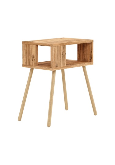 İntergo Ahşap Ayaklı Dekoratif Raflı Komodin Atlantik Çam