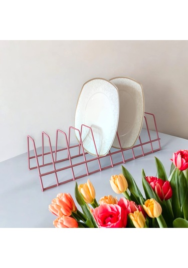 Tabaklık Rafı- Tencere Kapak Düzenleyici-tabak Kurutmalık Pembe