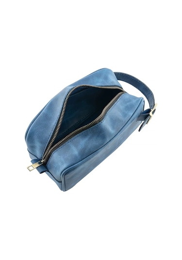 Twingold İsme Özel Dopp Kit Kişisel Bakım Ve Seyahat Çantası - %100 Rainbow Deri - Ac14004 - Saks Mavisi Saks Mavisi