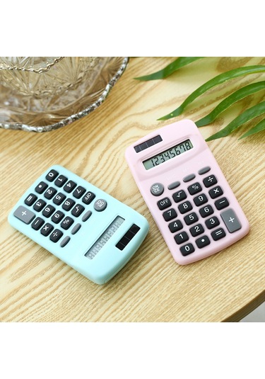 Aubyhe 8 Haneli Mini Solar Hesap Makinesi - Taşınabilir Çift Güç Kaynaklı Pembe Pembe