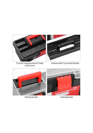 Suofeng 12,5 İnç Şeffaf Kapaklı Taşınabilir Plastik Alet Çantası - Bölmeli Ve Tepsili Pratik Ev Alet Saklama Kutusu