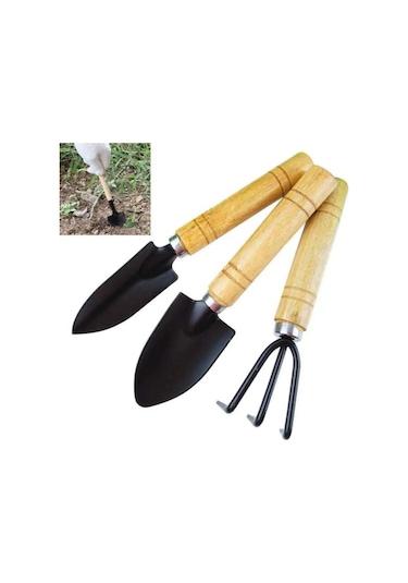 3 Parça Bitki Hobi Seti - Bahçe Saksı Sukulent Bakım Çapa-tırmık