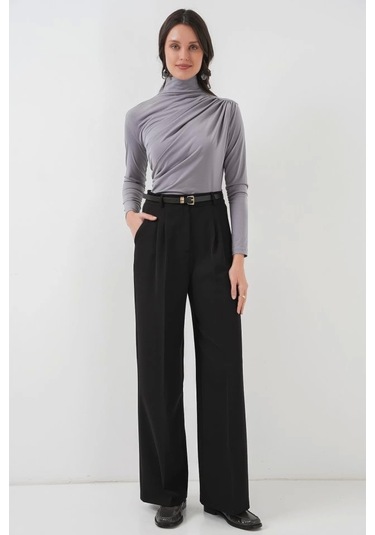 Defymoda 925 Büzgü Detaylı Sandy Bluz - Gri Gri