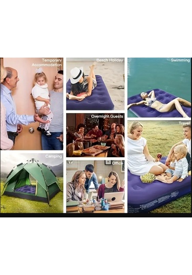 Çift Kişilik 190x130x22 Cm Kamp Tatil Şişme Yatak Kamp Yatağı Lacivert