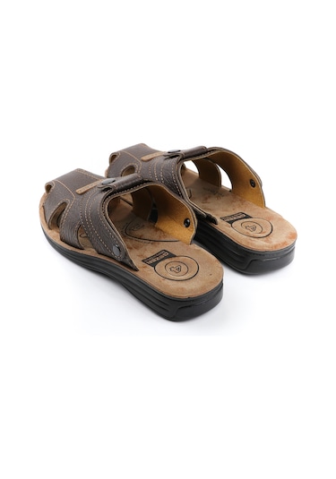 Gezer Yazlık Erkek Çıtçıtlı Ayarlanabilir Terlik-Sandalet (554653102) Kahverengi