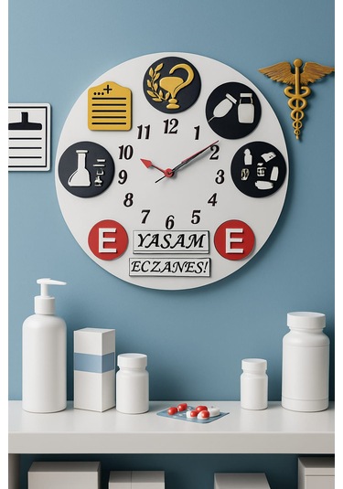 Eczane Yeni Tasarım Modern Duvar Saati Şık Ve Kalite Bir Arada No:1006 Beyaz