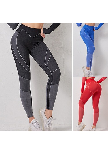 Kosona Kadınlar İçin Yüksek Belli, Dar Kesimli, Hızlı Kuruyan Spor Tayt - Pilates, Koşu Ve Egzersiz İçin Elastik Mavi Tayt 9023 Mavi