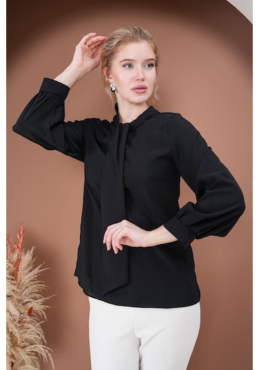 Rima Elegance Bağlamalı Bluz Siyah