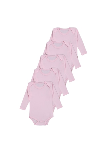 Vitmo 5'li Bebek Uzun Kollu Pamuk Çıtçıtlı Body-pembe Pembe