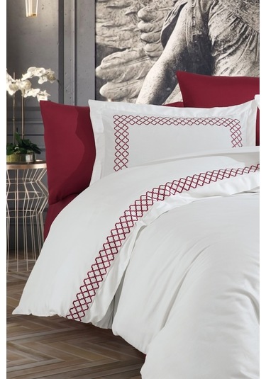 Nazik Home Dolce Krem-Bordo Nevresim Takımı Çk