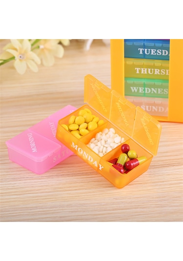 Leezsing Haftalık Hap Düzenleyici Taşınabilir Saklama Kutusu Seyahat 7 Günlük İlaç Kutusu 21 Yuva Günde 3 Kez