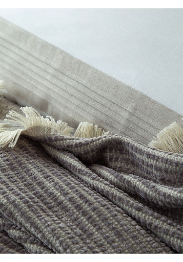 Bedline Şönil Nevresimli Yatak Örtüsü Seti Çift Kişilik Eternal Gri Gri