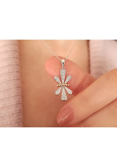 Sirius Pırlanta Taşlı Fiyonk 18K Kolye 0804P0141