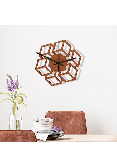 Homyl Duvar Asılı İzle Ahşap 3d Saati Oturma Odası Okul Otel Kare