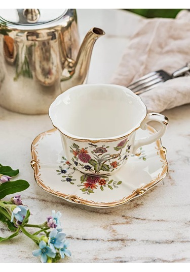 Roomi Seramik Çay Takımı 250 Ml, Fincan Ve Tabak Seti 245121629 Beyaz