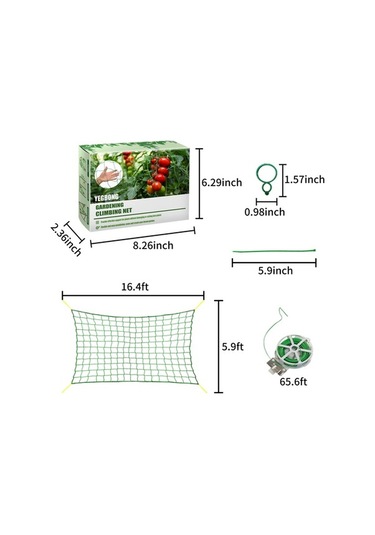 Pazly Dayanıklı Bahçe Filesi Tırmanan Bitkiler İçin 16x6 Ft, Salatalık, Domates, Yeşil Pp Materyal, Pratik Destek