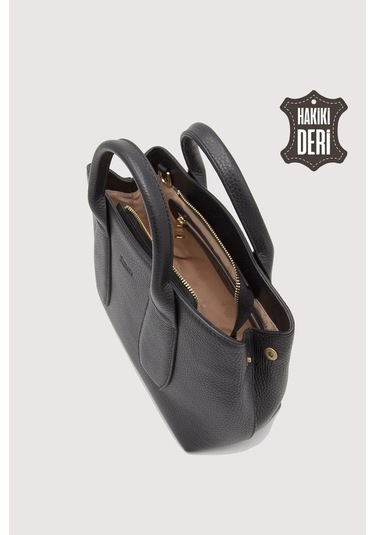 Hakiki Deri Kadın El Çantası Siyah Smr9226 Siyah