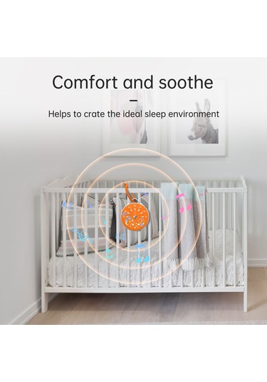 Neevoyu Turuncu Bebek Uyku Alıcı - 10 Müzikli Beyaz Gürültü Cihazı, 3 Zamanlayıcı, 7 Renkli Yıldızlı Gece Lambası, Şarj Edilebilir Pil Turuncu