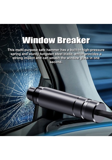 Geeksen Araba Güvenlik Çekici Alüminyum Alaşımlı Kasa Çekici Cam Kırıcı Çok Amaçlı Emniyet Kemeri Kesici Araç Acil Durum Aracı