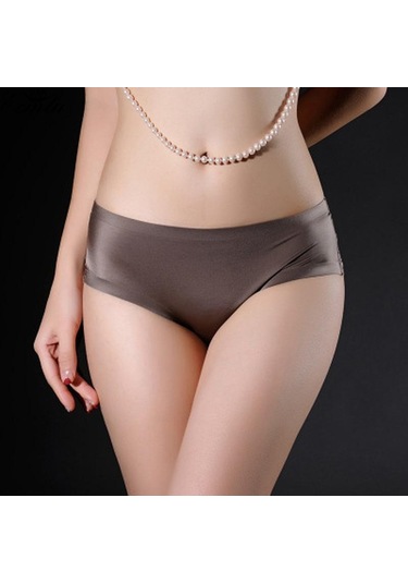 Siyah Kadın Traceless Buz Ipek Iç Çamaşırı Lüks İnci Dantel Dikiş Üçgen Külot Siyah