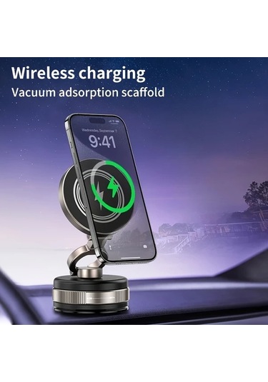 Motion003 D1w Kalay Yükseltilmiş Kablosuz Şarj Araba Telefon Tutucu Vakum Manyetik Emme Kupa D1w Kalay