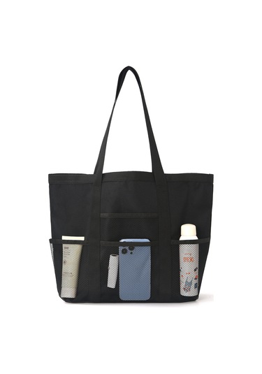 Skycity Beyaz Çok Amaçlı Katlanabilir Ağ Desenli Çanta - Plaj, Spor, Yürüyüş İçin Dayanıklı Poliester Büyük Kapasiteli Taşıma Çantası Beyaz