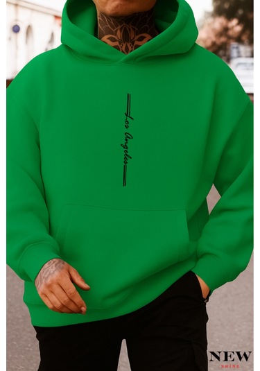 Los Angeles Baskılı Sweatshirt Yeşil