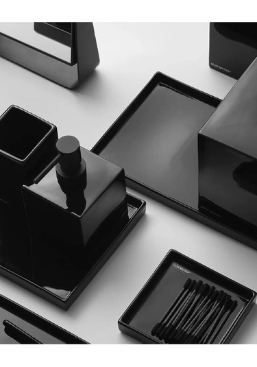 Tepsi, Porselen, Tezgah Üstü, 30xh2x16cm - Siyah Siyah