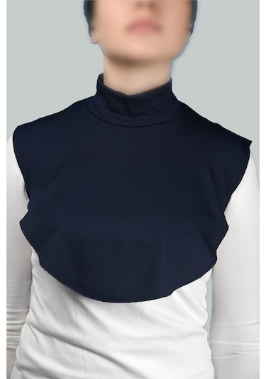 Altobeh Düz Balıkçı Yaka Boğazlı Penye Tesettür Kadın Yakalık Boyunluk - Lacivert
