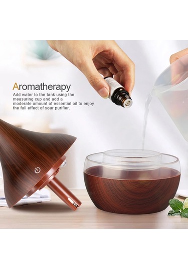 Reedark Kahverengi 300ml Usb Nemlendirici - 7 Renkli Led Işık Ve Uyku Lambası, Ultra Sessiz Aromaterapi Makinesi