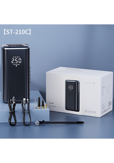 Youtek St-210c Çift Güçlü Akıllı Hava Pompa: Kablosuz 4500mah + 12v, 150psı, Led Işık, Baskül, Siyah - Otomobil Lastik Inflatoru