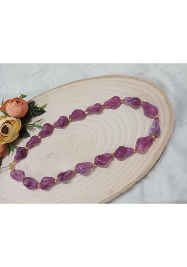 Mor Kaya Modeli Kolye Mor