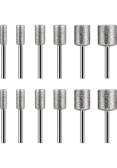 12 Adet Elmas Freze Matkap Uçları Taş Kaya Seramik Dremel Döner Aletler İçin