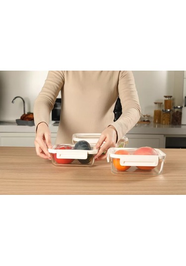 Eley Elastik Kapaklı Cam Gıda Saklama Kabı 174422313 Beyaz