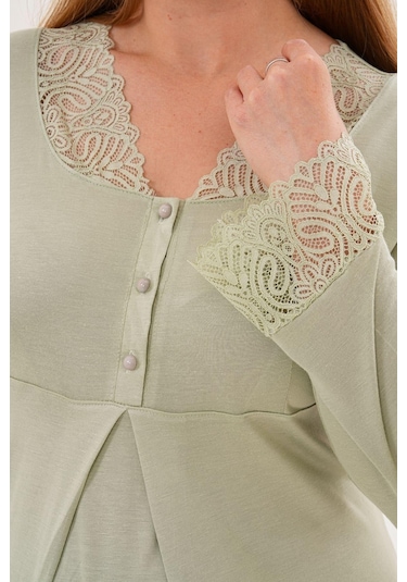 Mecit Pijama Mecit 6305 Yeşil Hamile Lohusa Gecelik